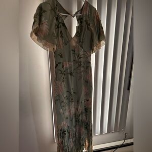 Floral Maxi Dress with Sheer Sleeves